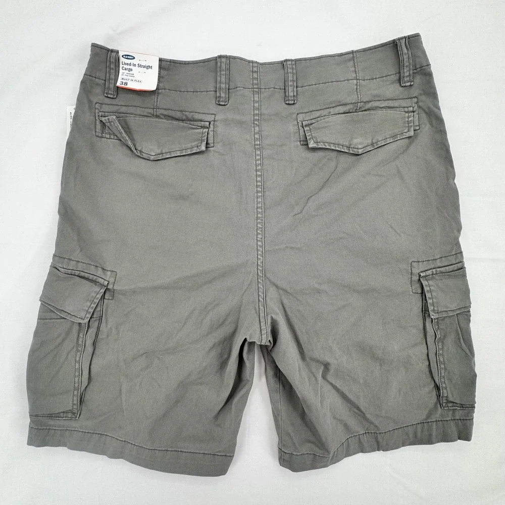 NEW 2018 Old Navy Lived-In Straight Cargo Shorts Mens Sz 38 Greystone Grey Flex